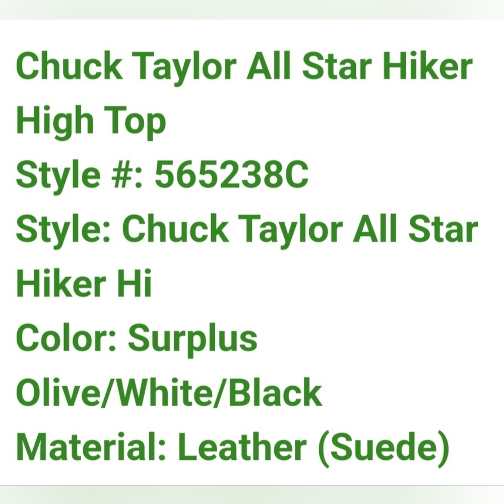 Converse Chuck Taylor All Star Hiker Hi Olive High-Top Suede Sneakers Size 10 - Picture 8 of 10